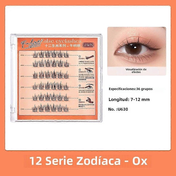 Limfrie Løse Øyevipper Zodiak-serien 12 Tegn C-Kurver 0,05 mm Segmenterte Selvklebende Syntetisk Hårlengde 1 cm-1,5 cm U630