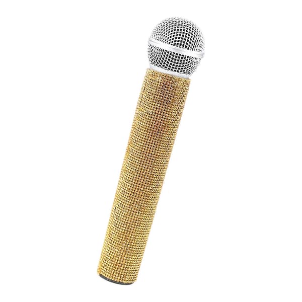 Professional Stage Microphone Prop Toy with Glittering Effect Microphone Toy Perfect for Singing Dancing Performances Yellow Yellow