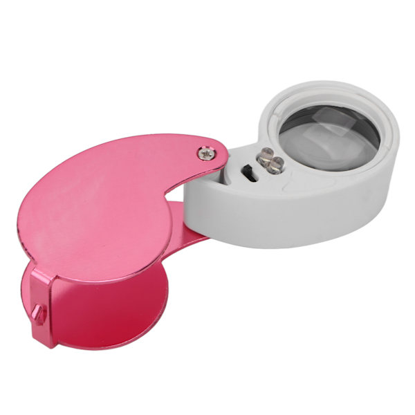 40X Forstørrelsesglas Loupe LED Lys Høj Transmittans Bærbar Juveler Loupe med Aluminium Legering Skal til Ældre Pink