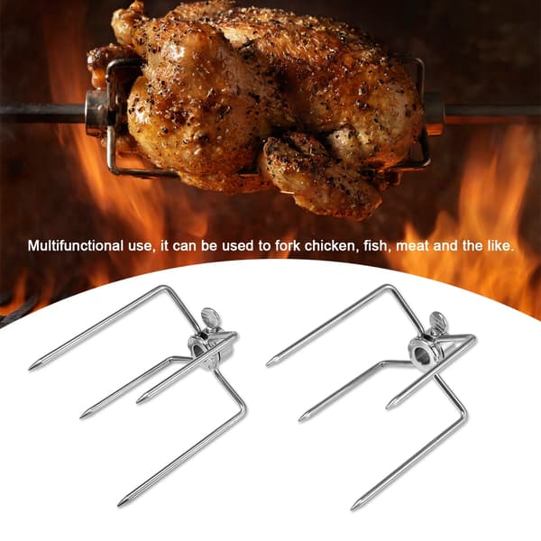 2 STK Multifunksjonell Grillgaffel i Rustfritt Stål Stekespyd Grillverktøy