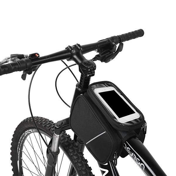 Cykel Front Beam Taske Mountainbike Øvre Rør Lærred Telefon Etui Ridning UdstyrSort 1L