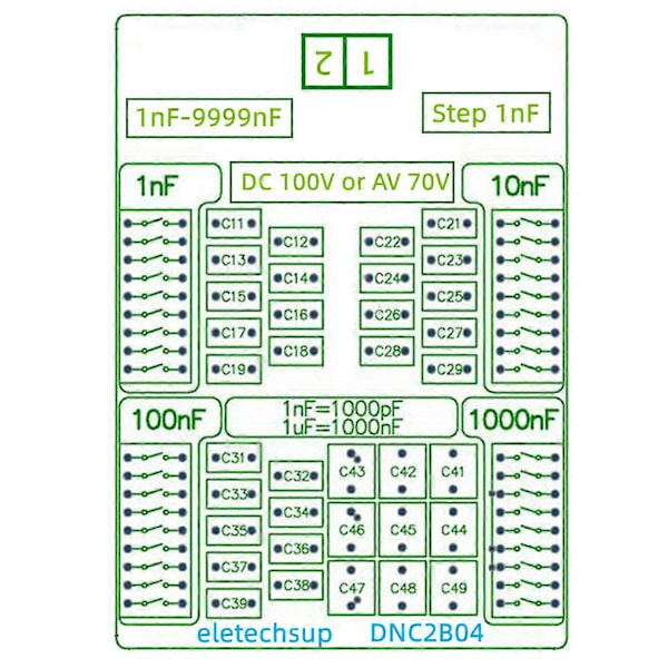 Dnc2B04 1Nf till 9999Nf Steg-1Nf Programmerbar Kondensatorbräda, Inget Fodral