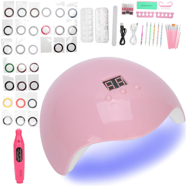 Nagelkonstset Nagelborr Härdande Ljus Dekoration Strass Nagelfil Borr Bits Manikyrset Rose Röd