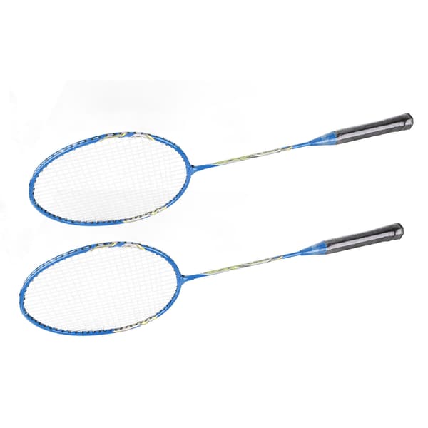 LEIJIAER Badmintonracketset för 2 spelare, järnlegering, professionell träningsutrustning, blå