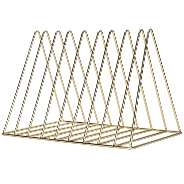 Iron Magazine Holder Trekantet Bog Brev Opbevaring Metal Desktop File Sorter Organizer Guld