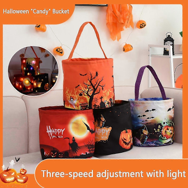 Uudelleenkäytettävä karkkikori Halloween-tarvikkeet Halloween-karkkikorit Lasten karkkikorit Halloween-karkkipussit 4 väriä oranssi