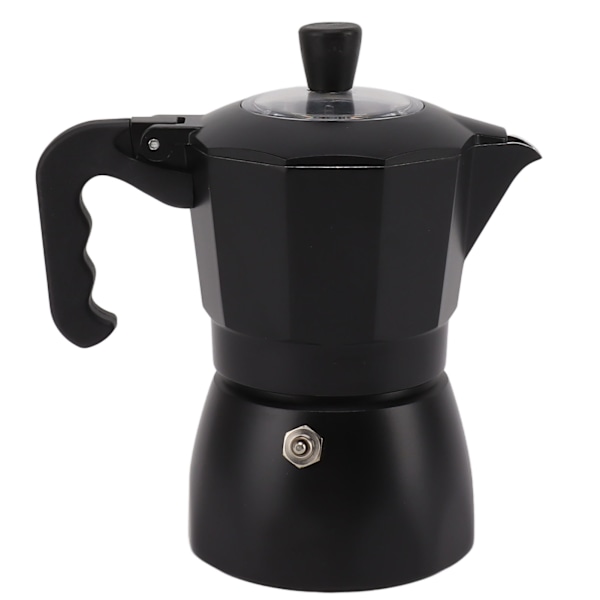 Moka-kahvinkeitin, italialainen, helppokäyttöinen, alumiininen, musta