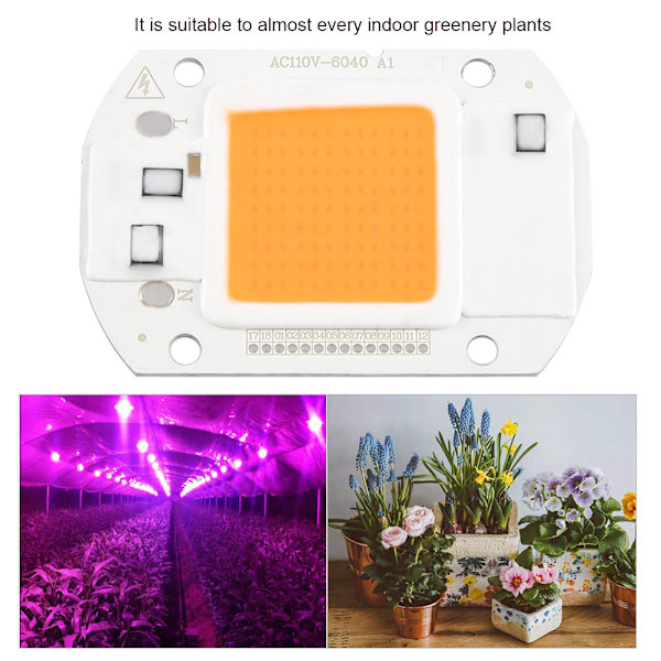 LED-siru täyden spektrin kasvikasvatusvalo COB-helmilamppu viherkasveille ja kukille (110 V, 20 W)