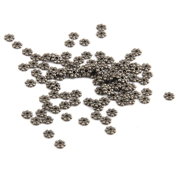 200 Stycken Metalliska Snöflinga Blomma Legering Distanspärlor Fynd 4mm--