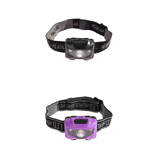 2 x LED Pannlampor AAA Batteridriven för Camping Fiske Cykling Löpning--