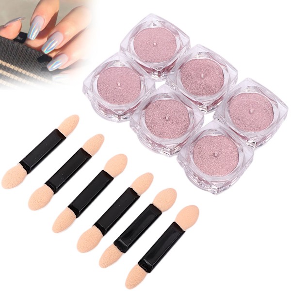6 st 0,5 g nagelkonstpulver nageldekoration glitterpigment för nagelkonstsalong TCL-05