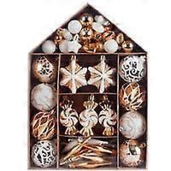 Julgranskuleprydnadsset, Julgransdekoration, Målat Julgranskulepresentpaket, Julgranshänge (Vitguld)