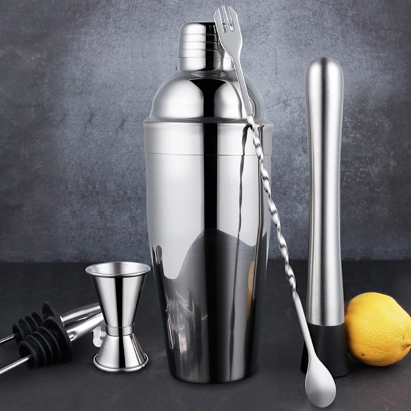 Bartender Kit läckagesäker 304 rostfritt stål Bartending Tool 750ml Cocktailshaker Set för bar