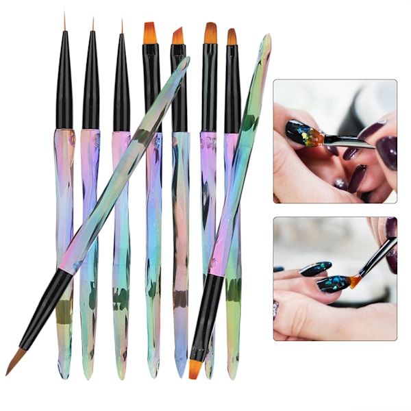 9 stk. Gradient Håndtag Bærbar Neglekunst Pensel DIY Blomstermønster Neglemaling Tegnepen 9 stk.