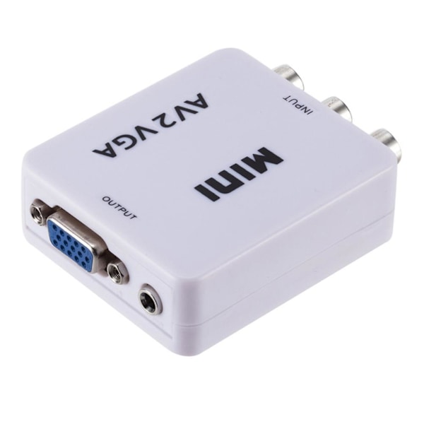 Mini High Definition AV til VGA Video Konverterboks AV til VGA Video Adapter Lydkonverter