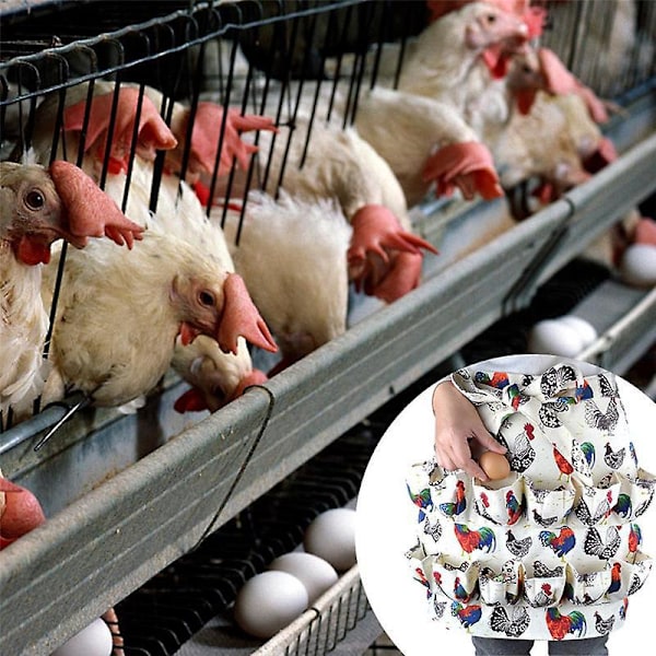Kycklingäggssamlingsförkläde, 12 djupa fickor för höns-, anka-, gåsägg