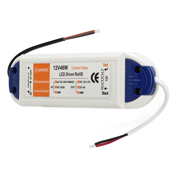 LED-strømadapter 0,62A AC90-240V til DC12V LED-strømforsyningstransformatoradapter LED-driver til hjemmebelysning 4A 48W