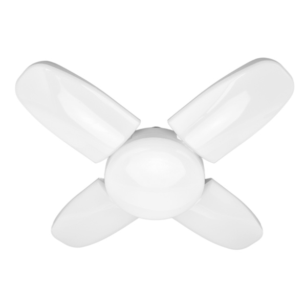 LED-garagelampor, vikbara, 8000LM, E26/27, deformerbara garagelamptak, 85‑265V4+1, fyra blad, 80W, 3000k