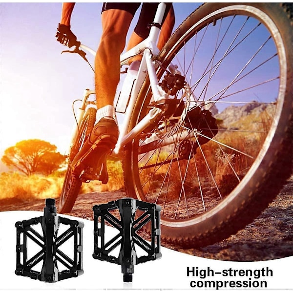 Cykelpedal Aluminium Cykelpedaler Cykling/Landevej Mountain MTB/BMX Cykelpedal med Super Leje Pedaler Flad Stabil og Letvægt med Anti-Slip Pedal