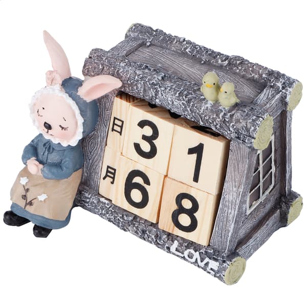 Tecknad kalender i trä i husform, bordskalender för vardagsrumsdekoration