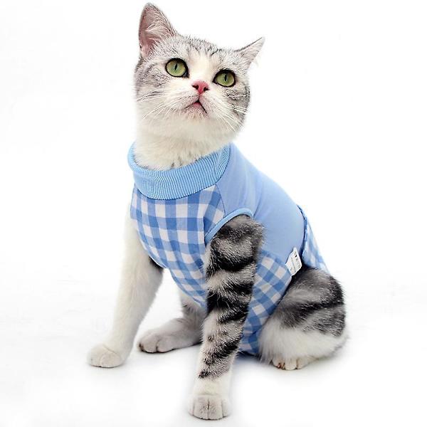Blå katt kirurgisk återställningsdräkt