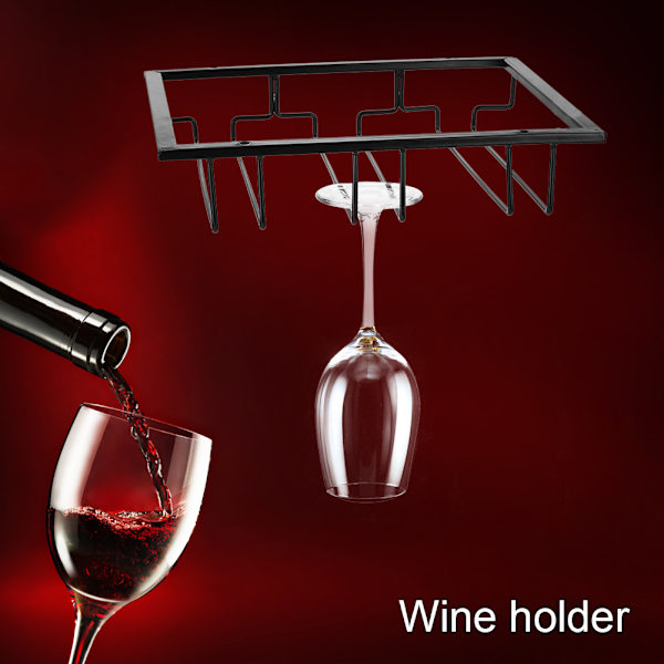 Metal Jern Vinskab Hylde Køkken Spisestue Bar Kopholder Hanger Hylde