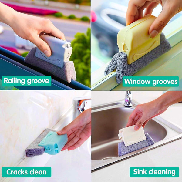 3-paks rengjøringsbørstesett for vindus- og dørsporgap for håndholdt spaltreser - ideell for alle vinduer og skyvedører