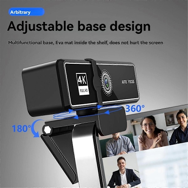 4K Teräväpiirto Videoneuvottelu USB-kamera Musta