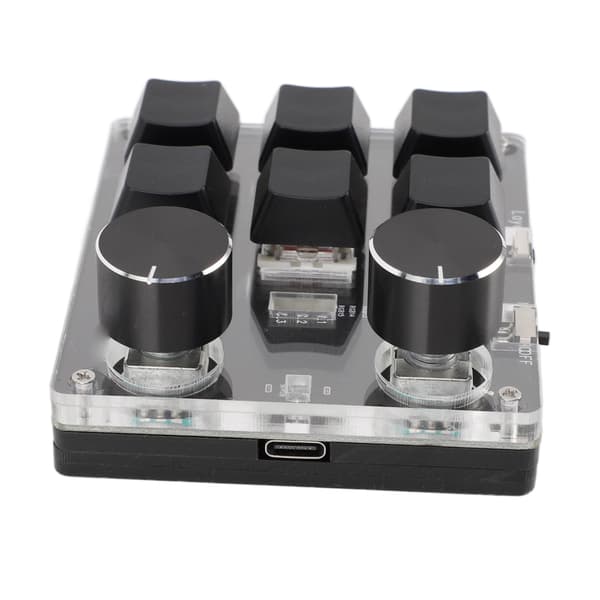 USB Mini 6-tasters tastatur med 2 knapper, rød kontakt, programmerbart brugerdefineret mini-makro-tastatur til spil