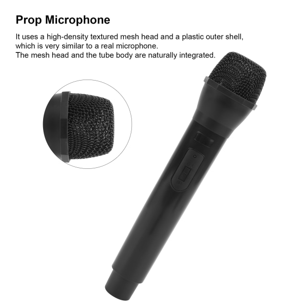 Realistisk propmikrofon for karaoke danseshow. Øv mikrofonpropp for karaoke svart Black