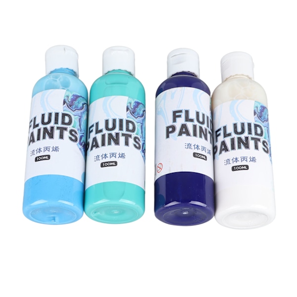 Høj Flow Akrylmaling Sæt Fade Resistent Safe Miljøvenlig 4 Farve Akryl Hældning Maling 100ml