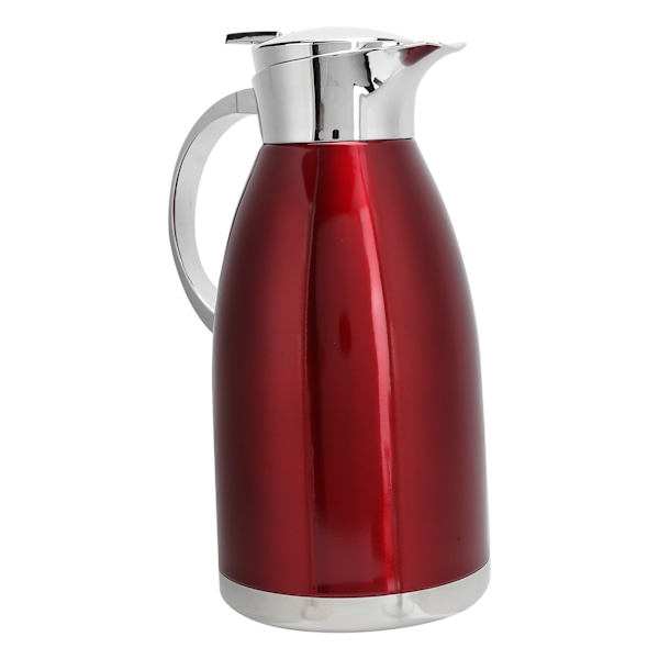 2L Termisk Kanna Dubbelvägg Rostfritt Stål Vakuumisolering Vattenkokare för Kaffe Te(Röd )