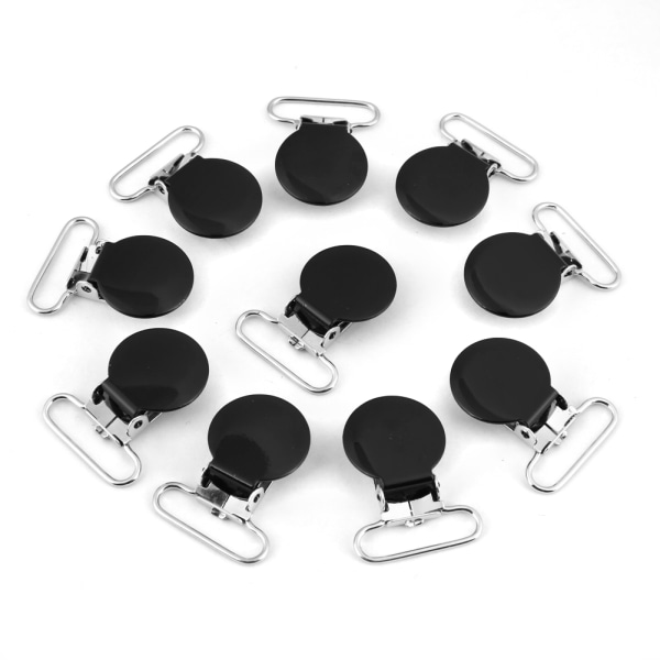 10 stk 25 mm runde seler seler Suttebåndholder Clip DIY Making Supplies (sort)