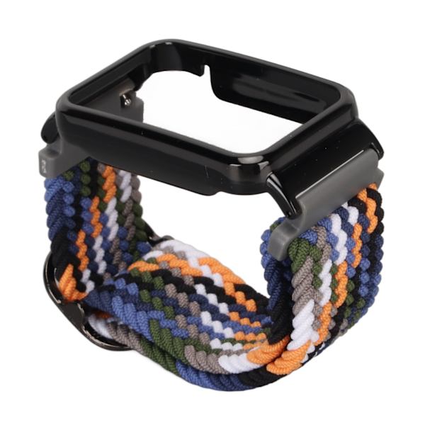 Stretch nylon flätad watch med skyddande stötfångare Case Passar för Mi Band 7 Pro Denim och svart case