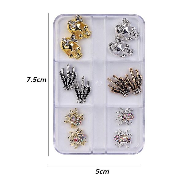 Halloween Nail Art Asusteet 3D metalliseos Kiiltävä DIY Nail Art Decoration Manikyyri tarvikkeet Halloween Nail Art tarvikkeet