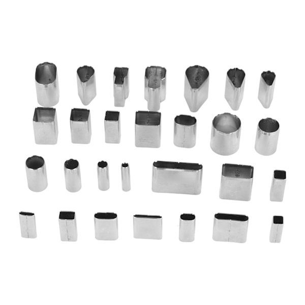 28 Shape Style Hollow Punch Cutter Set Rektangulärt högt kolstål Läder Pressverktyg Läderverktyg för läder
