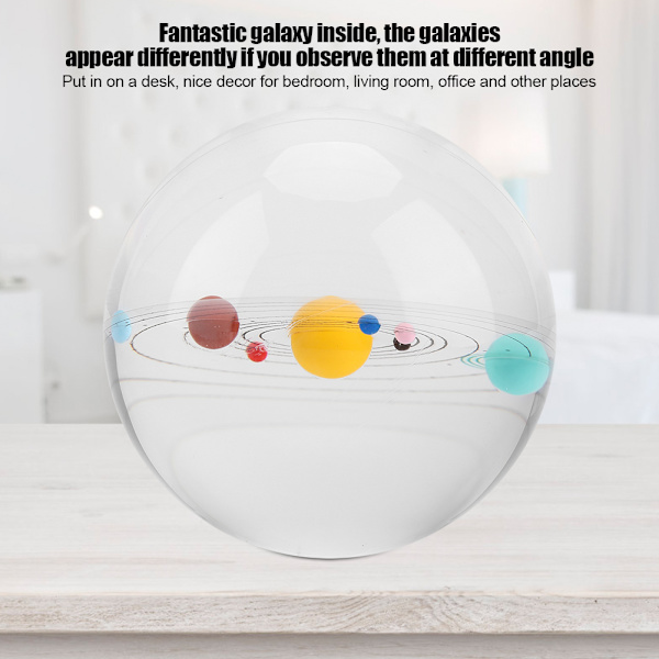 8 cm klar kristallkula transparent galaxier sfär förmögenhetskula hemmakontorsdekor (solsystem)