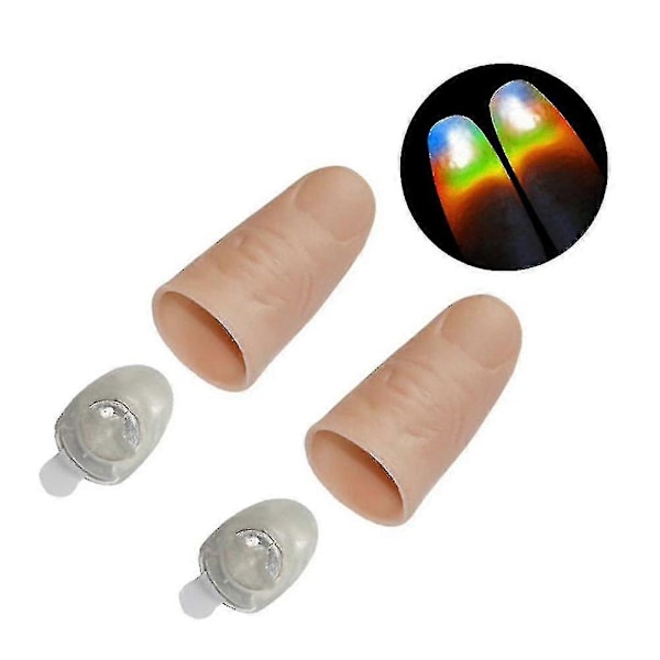 2 st Fest Ljusande Glöd Tummar Ljus LED Blinkande Fingrar Ljus Magiska Trick Rekvisita Zekai Färg