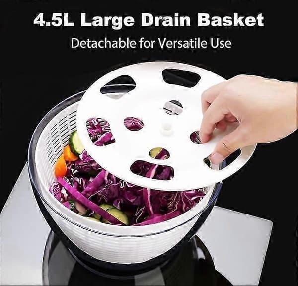 Electric Salad Spinner, 4.5L Salad Spinner, Rechargeable Large Salad Spinner
