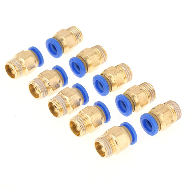 10 stk pneumatisk hurtigkobling Luftfittingsadapter 8mm diameter gjenge 1/4BSP sett