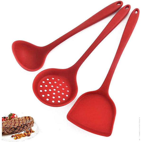 3 st Silikonspatel Läcksäker Sked Set för Bakning, Sömlös i Ett Stycke Non-Stick för Matlagning Bakning Blandning Värmebeständigt Redskap Stekspade Läcksäker S