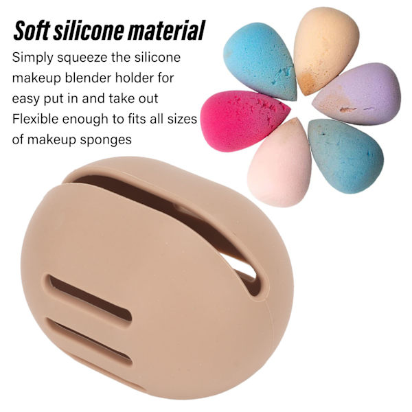 Åndbar blød silikone makeup svampeholder opbevaringsboks Khaki