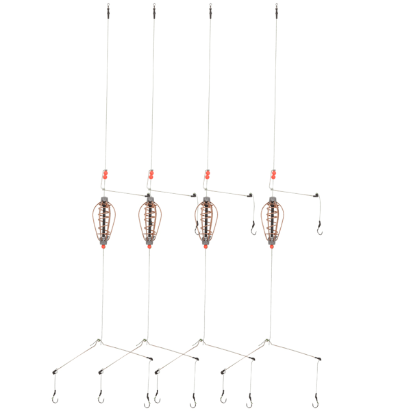 4 STK Fiskemadsbur Lure Trap Kurv Feeder Holder med kroge Fiskegrej Tilbehør Kobber 20g