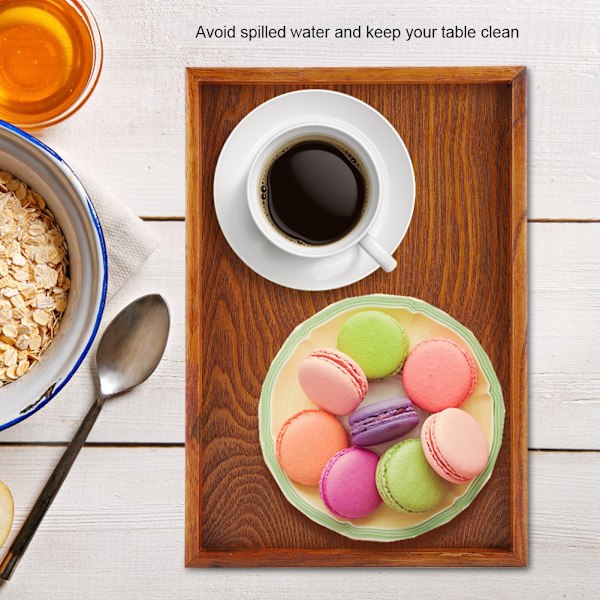 Rektangulært brett i tre for servering av te, snacks og matlagring, 35*24 cm