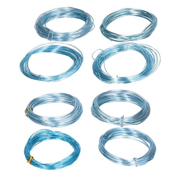 8 rullar 0,6-3 mm aluminium hantverkstråd smycken pärlstav tråd hantverkstillbehör Ljusblå