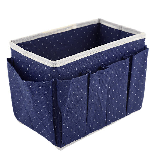 Dots Desktop Makeup Storage Box Kosmetisk Organizer Case Holder NOn woven (Mørkeblå)