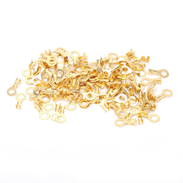 100 stk. kabelsko ringterminaler, rå messing, koldpressede kabelforbindere M5 5,2 mm