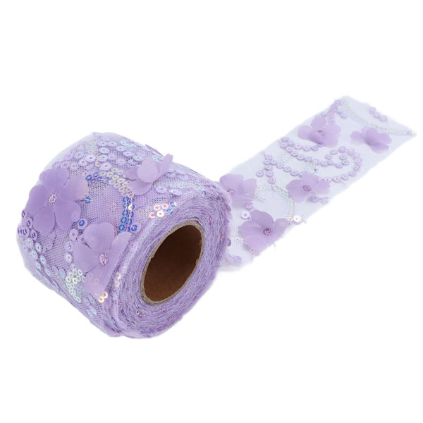 Tulletyg DIY-hantverk slitstarkt litet blixt bärbart polyester paljetterad tyll rulle 6 cm lila