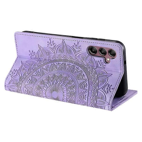 Kompatibel med Samsung Galaxy A55 5G Läderfodral Mandala Blomma Plånboksfodral Purple