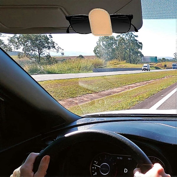 Bil Brilleholder Clip - Læder Solbrille Visirholder, Biltilbehør til Erhvervskøretøj, Campingvogn, Sedan, SUV Zekai